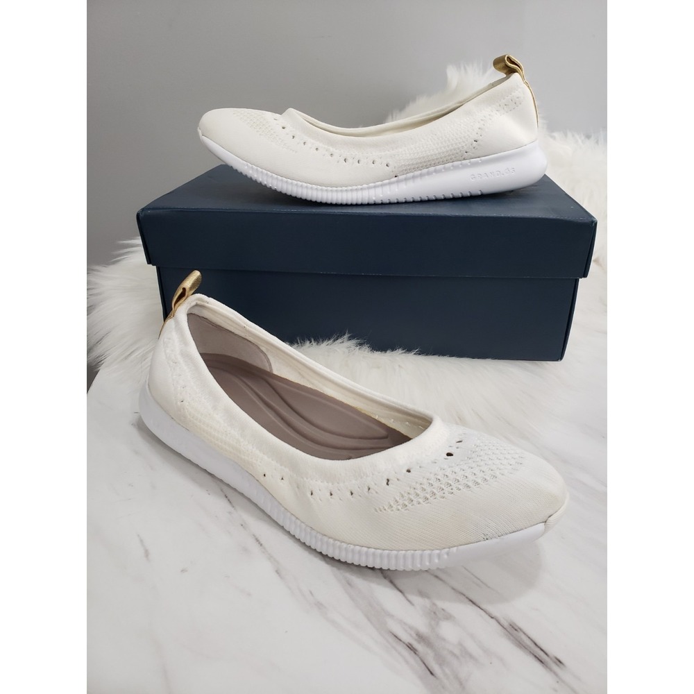 Cole Haan Zerogrand Stitchlite White Knit Oxford Shoe Flats SZ 7.5